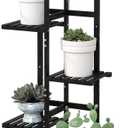 Laiensia 5 Tier Bamboo Plant Stand Rack 6 Potted Multiple Flower Pot Holder Shelf, Indoor&Outdoor Planter Display Shelves for Patio Garden, Living Room, Corner Balcony and Bedroom,Black