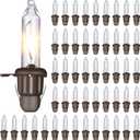 ElectricWise 50 Pcs Twinkle Christmas Tree Light Replacement Bulbs, 2.5 Volt Incandescent Christmas Tree String Bulbs with Base for Indoor Outdoor Xmas Decor (White Light,Brown Base)