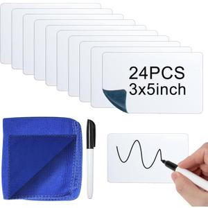 Dry Erase Labels Stickers 24 Pack 3x5 inch Reusable Dry Erase Sticky Notes Mini Whiteboard Label Stickers Removable Reusable Sticky Labels Dry Erase Post It Notes with Wipe Cloth