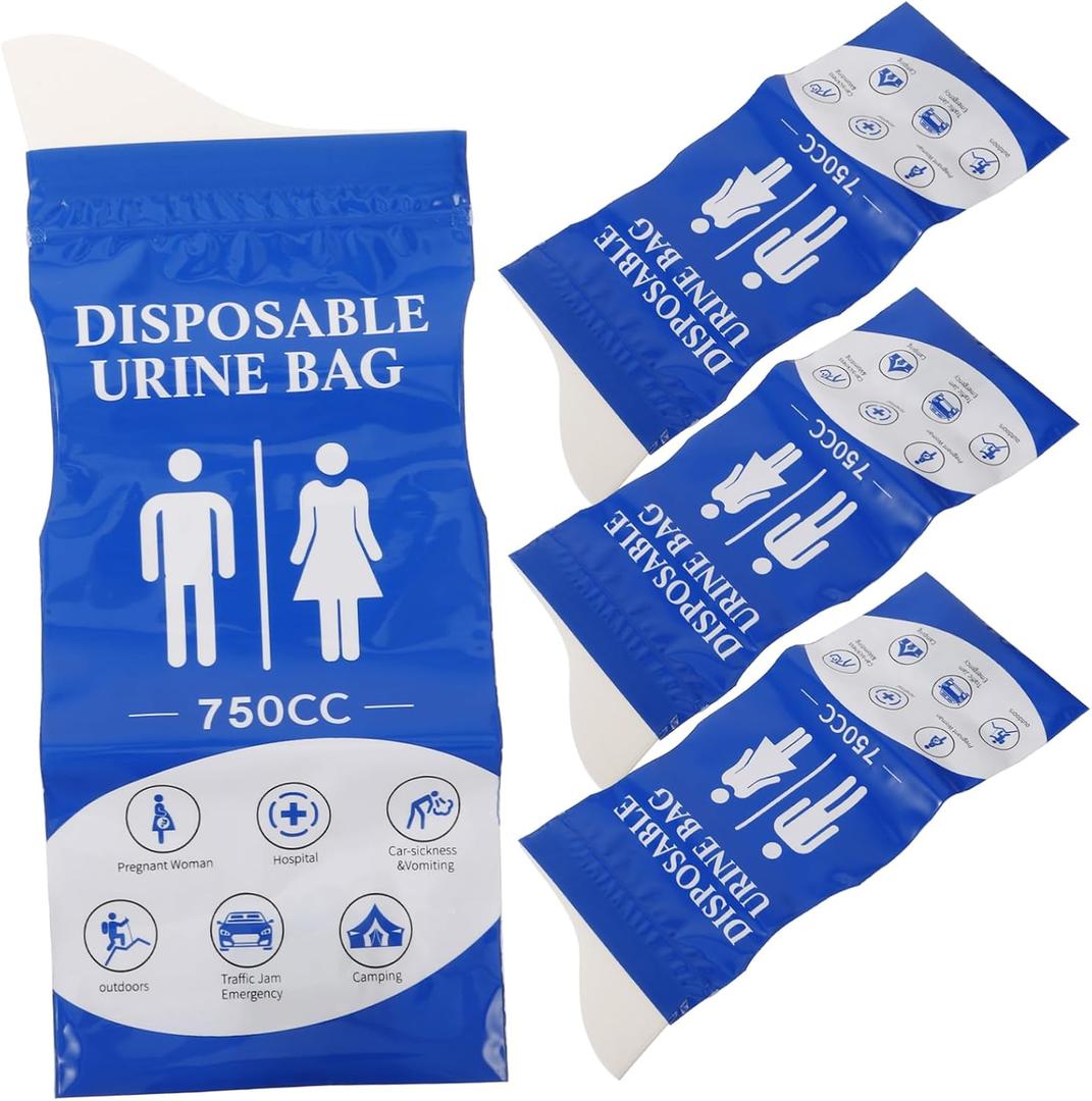 Portable 4pcs Emergency Disposable Pee Bags for Travel Camping and Car Use Unisex Travel Urinal Pouches Leakproof Design for Convenient Urination