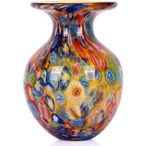 Hand Blown Glass vase, Colourful Glass Decorative vase, Glass Art vase for Bookshelf Coffee Table Floor Mantle Entry Table top TV Cabinet and Dining Table Centerpiece Decorative Flower vase. (Orange)