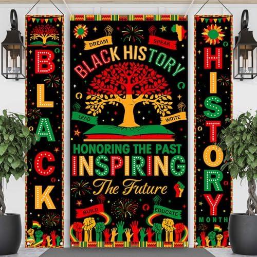 AIBIIN 3PCS Black History Month Banners Decorations for Home Black History Month Door Porch Sign Decorations Banner Honoring The Past Inspiring The Future Banner Decor Wall Hanging Decor