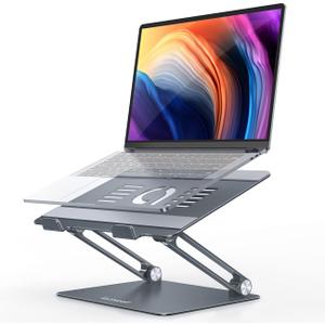 Lamicall Adjustable Laptop Stand, Portable Laptop Riser, Aluminum Laptop Stand for Desk Foldable, Ergonomic Computer Notebook Stand Holder for MacBook Air Pro, Dell XPS, HP (10-17.3'') - Grey