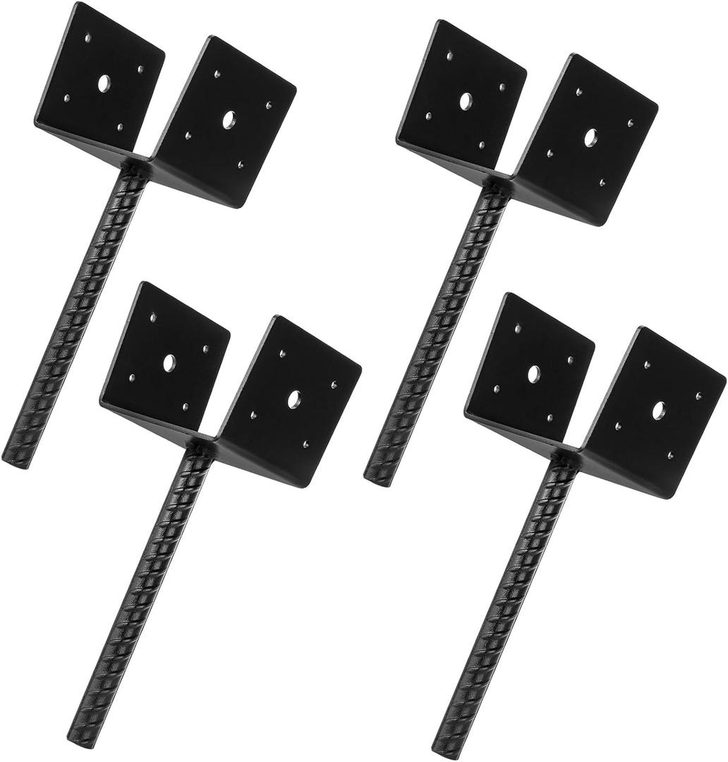 Goaste 4-Piece U-Shape Fence Post Holder - Durable Concrete Post Ankors, Fence Base Spike Supports for Deck, Porch, Mailboxes