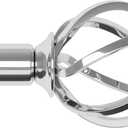 Silver Curtain Rods for Windows 32-50 inch with Twisted Cage Finials, Adjustable Curtain Rod Set with Brackets, Heavy Duty Curtain Rod for Bedroom, Living Room, Decorative 5/8" Diameter Curtain Rod