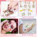 Daifunli 152 Pcs Holographic Chunky Glitter, Gold Foil Flakes, Dried Pressed Flowers and Double-Sided Faux Butterfly Epoxy Resin Jewelry Molds Kit for DIY Art and Crafts Candle Soap Jewelry Making