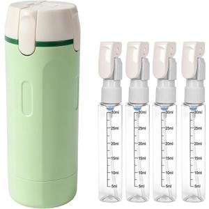 4 in 1 Travel Dispenser, Travel Bottles for Toiletries, Leak Proof Refillable Dispenser Set for Shampoo Conditioner Lotion Cream, Portable Containers for Travel, Camping & Gym (Green)