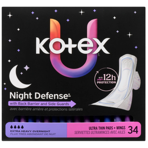 Kotex Ultra Thin Overnight Pads With Wings Extra Heavy Absorbency 34 Count, Pack Of 3 (102 Count)