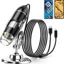 Digital Microscope - 50X-1600X Portable USB Microscope with Adjustable Stand, Compatible with iPhone, iPad, Android