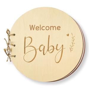 Wooden Baby Shower Guest Book Alternatives for Girl Boy - Welcome Baby Shower Sign in Guest Book Keepsake Gifts, Blank Guestbook for Baby Shower Decorations Gender Neutral