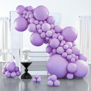 PartyWoo Pastel Purple Balloons 100 pcs Different Sizes Pack of 36 18 12 10 5 Inch Light Pastel Purple Lavender Lilac Balloon Arch Kit Garland for Baby Shower Birthday Party Decorations Purple-Q10