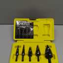 Four Spiral Flute Step Drill Bit Set, 5 Pieces 1/8"-1-3/8" HSS Unibit Step Drill Bit, 1/4" and 3/8" Shank Step Bits for Metal, Aluminum, Wood, Plastic