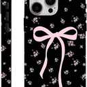 Case for iPhone 16 Pro [Compatible with MagSafe], Cute Pink Flower Bow Phone Case for Teen Girl Women Kids Scratch Resistant Shockproof