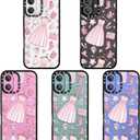 for iPhone 16 Case, TPU+PC Premium Painted Shockproof Phone Case, Superior Shock Absorption, Military-Grade Drop Protection, Dreamy Pink Princess Dress Design Phone Case