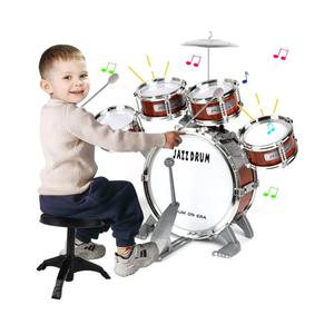 Kids Drum Set for Toddlers 1-3 3-5 - Musical Instruments Toys Drum Kit 9 Pcs with Stool, Birthday Musical Toys for Toddlers 3 4 5 Year Old Boys Girls