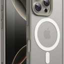 JETech Magnetic Case for iPhone 16 Pro 6.3-Inch Compatible with MagSafe, Translucent Matte Back Slim Shockproof Phone Cover (Natural Titanium/White)