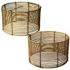 Rattan Drum Lampshade for Table Lamps Floor Lamp,unique boho,Easy Assembly Replacement Lamps shades 2 Pack