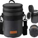 TARION Pro Camera Lens Case Hard Case Camera Lens Pouch Padded Camera Lens Bag Shockproof Lens Carry Case with Shoulder Strap for DSLR SLR Lens Camera Lens Storage Bag Black Size Large 3.7x5.3 inches
