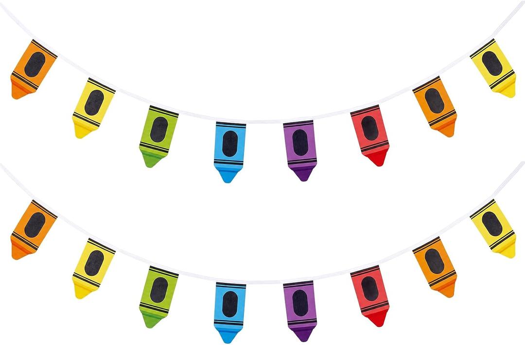 Frienda 2 Pack Crayon Banner, 32.8 ft Back to School Classroom Decorations, 7.8"