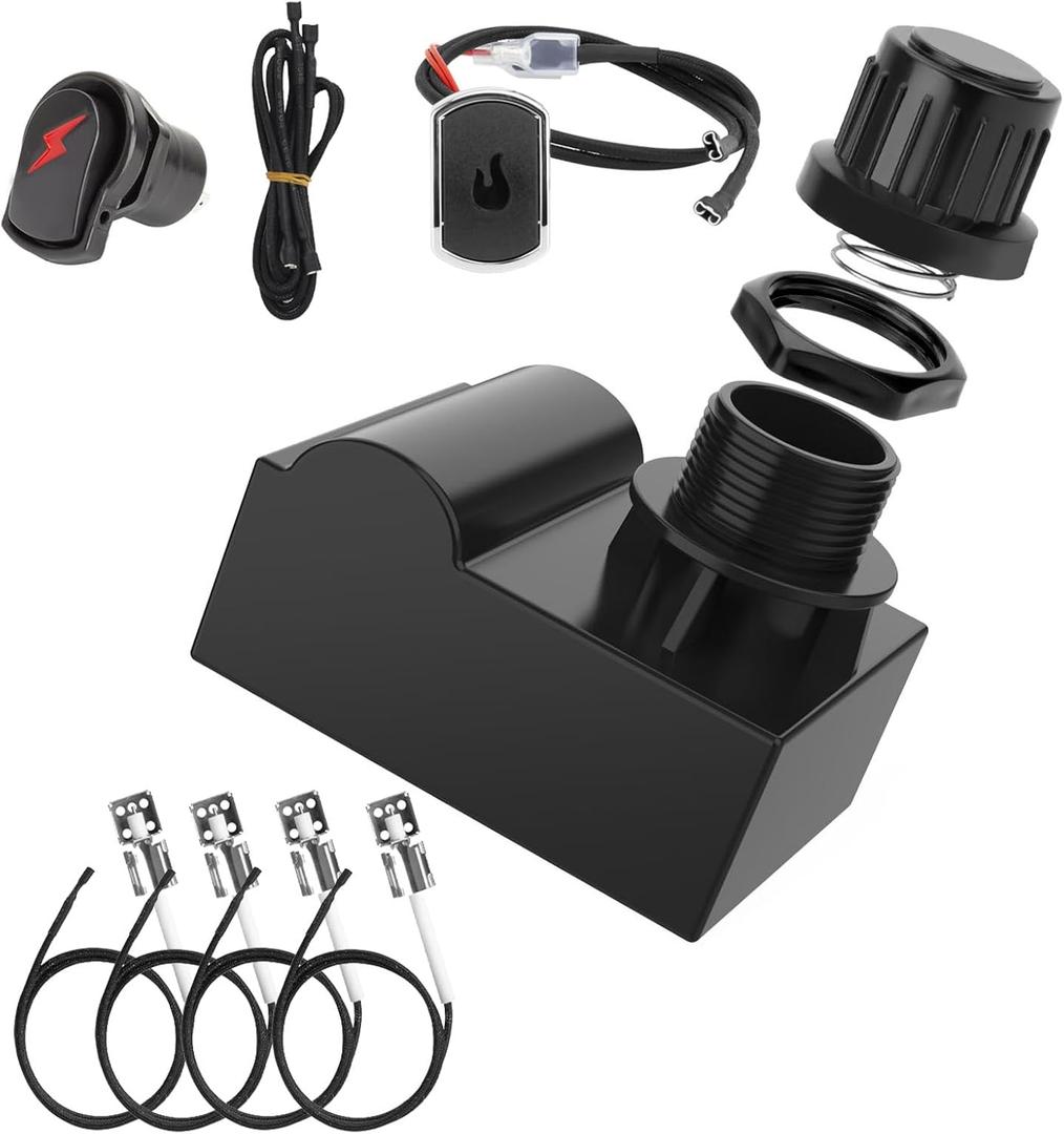 Grill Igniters for Charbroil Ignitor Replacement Kit, 4-Outlets Electronic Ignition Module with Wires G511-0055-W1 and 2 Push Buttons Igniter for Charbroil Surefire Ignition Systems