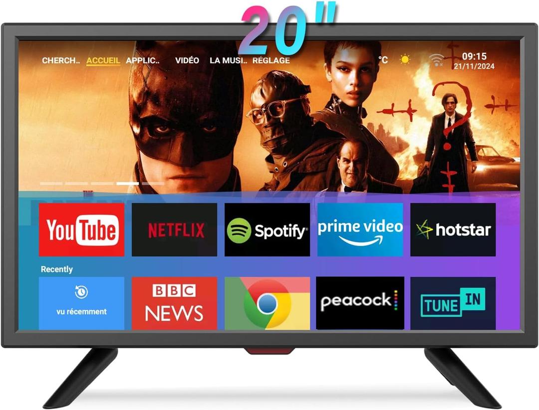 20 inch Full HD Small Smart TV for Kitchen, RV, or On-The-Go Entertainment - Flat Screen TV Built in ATSC Tuner/USB/AV/HDMI x2