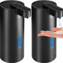 2 Pack Automatic Liquid Soap Dispenser, Touchless 12oz/340ml Stainless Steel Soap Dispenser, Motion Sensor Pump for Bathroom Kitchen Dish Soap, Hands-Free and Waterproof(Black)
