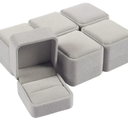 6-Pack Velvet Ring Boxes for Jewelry, Proposal, Engagement, Wedding, and Presentation – Grey, 2.5 x 1.7 x 2 Inches