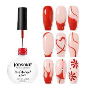 3 x JODSONE Red Swirl Nail Art Liner Gel Polish,10ml Classic Color 3D Nail Art Pens Effect Nail Print Design with Thin Brush for French Tips Manicure Painting DIY at Home - LB03