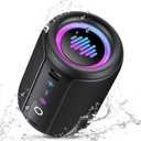 Portable Bluetooth Speaker with Lights, Bluetooth 5.4 Speaker, Powerful Crystal Clear Sound,All Day Playtime,15W Loud Stereo Sound, IPX7 Waterproof,TWS pairing for Outdoor/Home/Party/Travel,Gift Ideas (Deep Black)