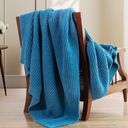 Knit Throw Blanket for Couch, Soft Cozy Fluffy Knitted Blanket for Sofa, Bed, Gift for Women Girls Home Decor (Blue, Throw 50"x60")