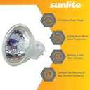 Sunlite 40754 Halogen MR11 20 Narrow Spot Light Bulb, 20 Watts, 12 Volts, 2-Pin (GU4) Base, Dimmable, 100 CRI, 2,000 Hour Life Span, 6 Pack 3200K - Warm White