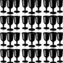 96 Pcs Plastic Wine Glasses 7 oz Plastic Goblets Party Wine Cups Hard Drinking Glasses with Stem Stackable Goblets Champagne Flutes for Wedding Toasting Birthday Party Supplies (Black)