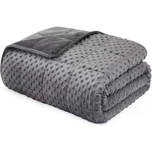 L'AGRATY Weighted Blanket for Adult - 48"x72" 15lbs Minky Dots Heavy Blanket with Glass Beads Soft Breathable for All-Season Summer Fall Winter Thick Comfort for Sleeping