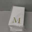 Sparkle and Bash 100 Pack Gold Foil Initial Letter M White Monogram Paper Napkins for Wedding Reception, Table Decorations (4 x 8 In)