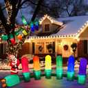 7.7 ft Long 2 ft Tall Giant Inflatable Christmas Light Bulb with LED Lights Outdoor Decoration Xmas Blow up Ornament Built in Automatic Blowers Weights for Outdoor Indoor Yard Garden Lawn Decorations