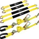 Trekassy Car Tie Down Straps for Trailers, 2 Inch x 96 Inch Heavy Duty Car Hauler Ratchet Straps, 4 Pack Axle Straps, 10,000lbs Break Strength