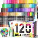 TBC The Best Crafts Dual Markers Brush Pens, 120 colors Art Marker Art Markers Gifts for Teens, Double Tip Colored Pen for Adult Coloring Books Coloring Writing