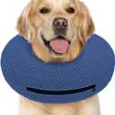 Supet Inflatable Dog Cone Collar for Dogs to Stop Licking, Dog Donut Collar After Surgery, Soft Pet Cone for Small Medium Large Dogs (L(Neck 12"-16"), Navy)