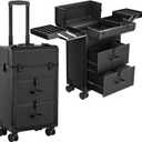 3 in 1 Rolling Makeup Train Cosmetology Case on Wheel, Large