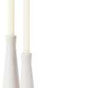 White Ceramic Candle Holder, Pillar Candle Holders, White Candlestick Holders for Pillar Candles, Modern Taper Candle Holder Decor for Wedding Dinning Party Home, Set of 2(CH7080W)
