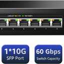 9 Port 2.5Gb Unmanaged Ethernet Switch with 8* 2.5G Base-T Ports, 1*10G SFP Ports, AUMOX PRO 60Gbps Switching Capacity Compatible with 100/1000/2500Mbps Plug and Play