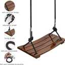 PELLOR Wood Swing Seat, Carbonized Hanging Wood Tree Swing 16.9 x7.9 x0.5 in for Adult Kids Children Anticorrosive & 100% Waterproof Wooden Swing Set 440lbs Load Indoor Outdoor Backyard Play