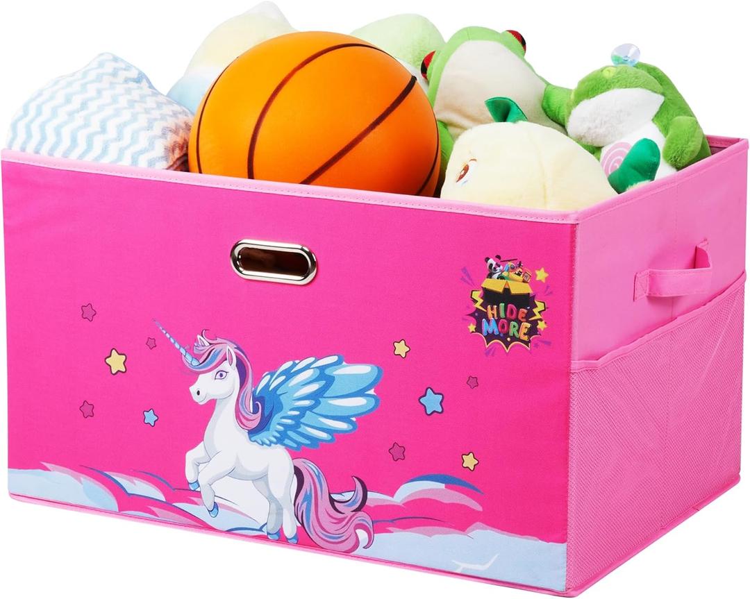 Large Toy Box for Kids (62x40x36 cm), Collapsible Sturdy Toy Chest,Toy Storage Organizer Bins for Boys, Girls, Living Room, Playroom, Nursery, Kids Toybox,Toy Storage Chest Made with MDF Board (Pink)