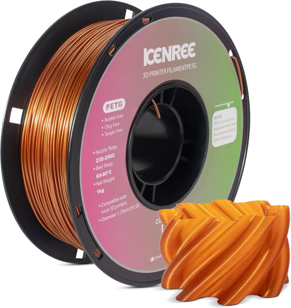 PETG Filament 1.75mm Metallic Red Copper, Powerful 3D Printer Filament - 1kg, High Rigidity & Toughness