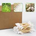 Bamboo Cotton Swabs 400 count, Organic Cotton Swab Round Tips, Natural Wooden Cotton Buds for Ears, Double Heads Ear Sticks Travel, Makeup Remover