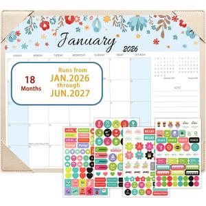 Calendar 2026-2027, Monthly Desk Calendar from July 2026 to December 2027, 15" x 12", Large Desktop Calendar Monthly, Perfect for Home or Office, Apricot with Desk Mat