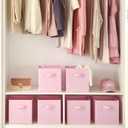 GRANNY SAYS Cube Storage Bins, 11 Inch 6 Pack Storage Cube Organizer, Foladble Fabric Storage Boxes with Handle, Decorative Clothing Storage Baskets for Shelves, Closet, Pink