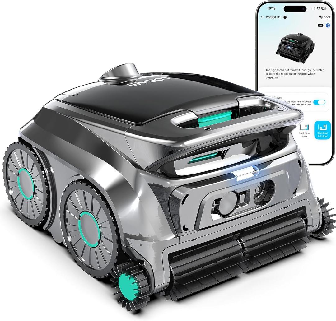 (2026 NEW) WYBOT B1 Cordless Robotic Pool Vacuum Six-Roller Brush
Edge Cleaning High Obstacle Crossing, Lightweight Pool Cleaner for Inground & Above Ground Pools, App Smart Navigation