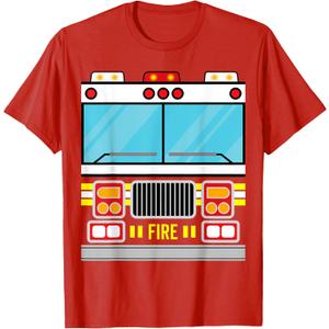 Fire Truck Costume Simple Easy Halloween Group Costume T-Shirt
