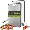 Pure Titanium Cutting Board for Kitchen - Non Toxic Double Sided Chopping Board for Meat & Vegetables, Dishwasher Safe, Non Slip Wheat Straw PP Back, with Stainless Steel Finger Guard, 16”×11” Large